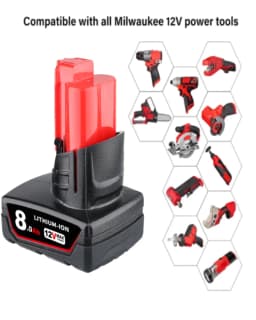 1/2/4Pack M12 8.0Ah 12V Lithium-ion Battery Replace for Milwaukee 48-11-2420 48-11-2411 48-11-2440 Cordless Tools Battery pin