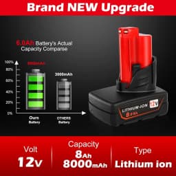 1/2/4Pack M12 8.0Ah 12V Lithium-ion Battery Replace for Milwaukee 48-11-2420 48-11-2411 48-11-2440 Cordless Tools Battery pin