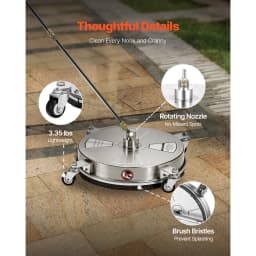 SucceBuy Pressure Washer Surface Cleaner PE / Stainless Steel Pressure Washer Attachments with 4 Wheels for Concrete Patio Deck