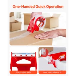 SucceBuy 6 Rolls 59 M Transparent Tape BOPP Paper Packaging Sealing Tape with 6pcs Dispenser for Box Moving Packing, Shipping