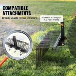 SucceBuy Tow Behind Landscape Rake 72" Tow Dethatcher with 32 Steel Tines Lawn Dethatcher Rake Attaches to Category 1 for Grass