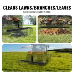 SucceBuy Tow Behind Landscape Rake 72" Tow Dethatcher with 32 Steel Tines Lawn Dethatcher Rake Attaches to Category 1 for Grass