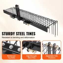 SucceBuy Tow Behind Landscape Rake 72" Tow Dethatcher with 32 Steel Tines Lawn Dethatcher Rake Attaches to Category 1 for Grass