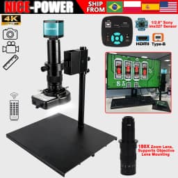 4K Digital Microscope,150X/180X Zoom C Mount Lens,48MP 60FPS USB HDMI Video Microscope Camera,Full HD Industrial Microscope
