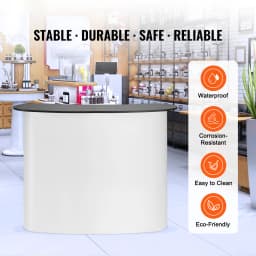 SucceBuy Portable Tradeshow Podium Table Exhibition Counter Stand Booth Fair Wall Foldable Promotion Retail Table for party