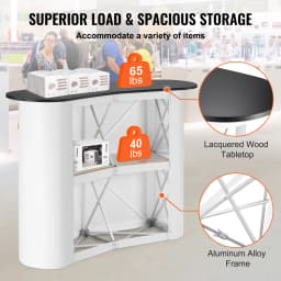 SucceBuy Portable Tradeshow Podium Table Exhibition Counter Stand Booth Fair Wall Foldable Promotion Retail Table for party