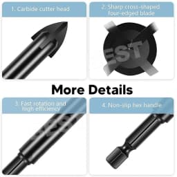 6mm Tile Porcelain Drill Bit Marble Ceramic Glass Brick Shank Hex Spear Head AU