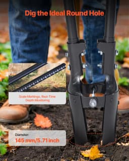 SucceBuy Post Hole Digger Heavy Duty Post Hole Digger Manual Hole Digger with Scale Markings Post Hole Digger Digging Gardening