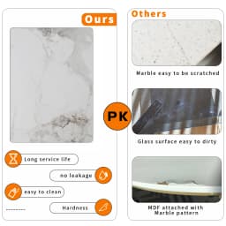 High Gloss 4-6 Seat Rectangular Marble Dining Table for Kitchen Island Restaurant Lunch Dinner Table Metal Frame