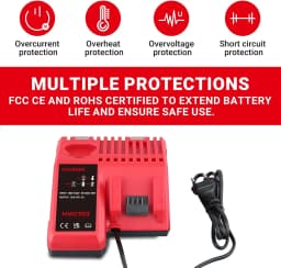M12-18C 12V-18V Battery Charger Replace for Milwaukee MK12 M14 MK18 48-11-2420 48-11-2440 48-11-1820 48-11-184 Tools Battery pin