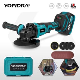 YOFIDRA 125mm Brushless Angle Grinder 3 Gear Grinding Machine Polishing Cutting Woodworking Tool For Makita 21V Battery Pin
