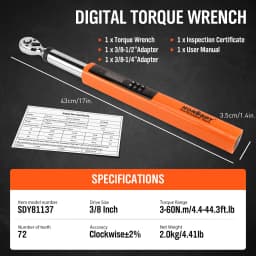 HORUSDY 3Pc 3/8" Digital Torque Wrench Set Adjustable 3-60N.m / 4.4-44 ft.lb