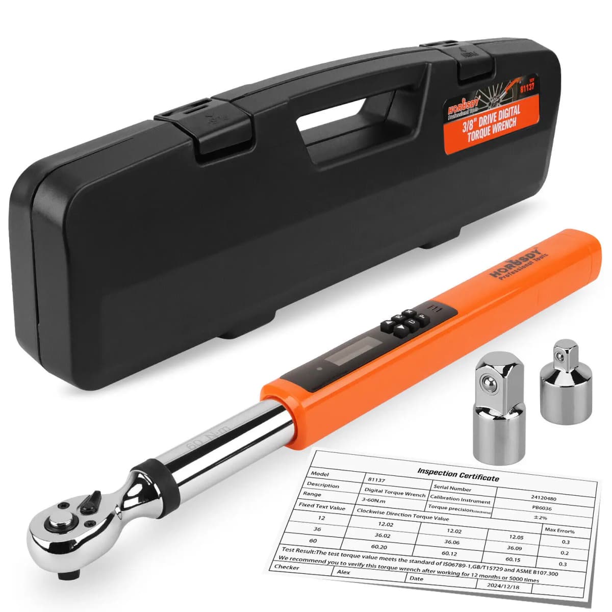 HORUSDY 3Pc 3/8" Digital Torque Wrench Set Adjustable 3-60N.m / 4.4-44 ft.lb