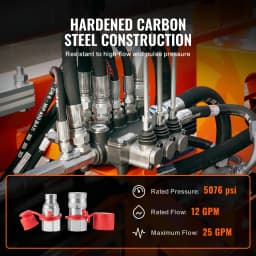 SucceBuy 1/2" Flat Face Hydraulic Couplers 1/2"NPT Skid Steer Hydraulic Quick Connect Couplers with 2 Dust Caps, Seal Dust Caps