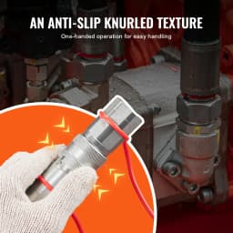 SucceBuy 1/2" Flat Face Hydraulic Couplers 1/2"NPT Skid Steer Hydraulic Quick Connect Couplers with 2 Dust Caps, Seal Dust Caps