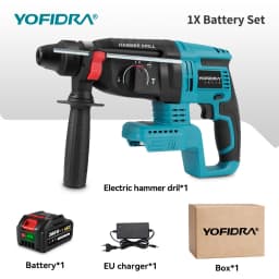 YOFIDRA 26MM Brushless Electric Hammer Drill 1680W Cordless Multifunctional Rotary Hammer Drill Tool For Makita 18V Battery Pin