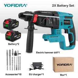YOFIDRA 26MM Brushless Electric Hammer Drill 1680W Cordless Multifunctional Rotary Hammer Drill Tool For Makita 18V Battery Pin