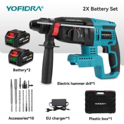 YOFIDRA 26MM Brushless Electric Hammer Drill 1680W Cordless Multifunctional Rotary Hammer Drill Tool For Makita 18V Battery Pin