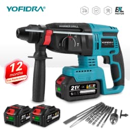 YOFIDRA 26MM Brushless Electric Hammer Drill 1680W Cordless Multifunctional Rotary Hammer Drill Tool For Makita 18V Battery Pin