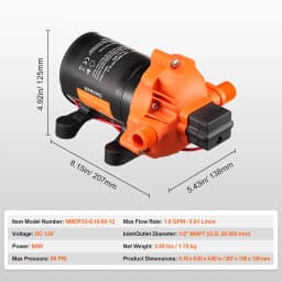 SucceBuy 12V Diaphragm Pump 1.8/3/3.5/5 GPM 3/4/5-Chamber 40-100 PSI Adjustable 1/2'' MNPT Port, for RV Yacht Food Truck Camper
