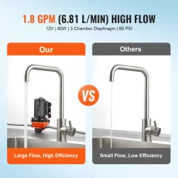 SucceBuy 12V Diaphragm Pump 1.8/3/3.5/5 GPM 3/4/5-Chamber 40-100 PSI Adjustable 1/2'' MNPT Port, for RV Yacht Food Truck Camper