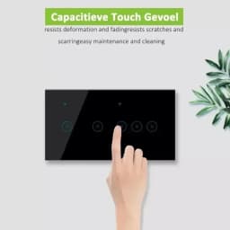 Melery 147mm WIFI Wall Switch Tuya Smart 4/5/6 Gang Light Touch Glass Panel Wireless Voice Remote Control by Alexa Google Home