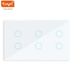 Melery 147mm WIFI Wall Switch Tuya Smart 4/5/6 Gang Light Touch Glass Panel Wireless Voice Remote Control by Alexa Google Home