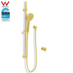 **Sydney Stock** KYLINS Brushed Gold Sliding Rail with 3 Mode Hand Held Shower Head Set Kit Mixer Taps Round WaterMark Wels