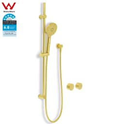 **Sydney Stock** KYLINS Brushed Gold Sliding Rail with 3 Mode Hand Held Shower Head Set Kit Mixer Taps Round WaterMark Wels