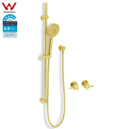**Sydney Stock** KYLINS Brushed Gold Sliding Rail with 3 Mode Hand Held Shower Head Set Kit Mixer Taps Round WaterMark Wels