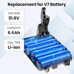 6.4Ah V6/V7/V8 Replace for 21.6V Li-on Battery Pin Suit for Animal/Absolute/Motorhead/Fluffy DC59 SV10 Handheld Vacuum Battery