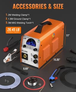 MIG Welder HITBOX MIG250DP Multi-process Gas MIG Flux MIG Stick Lift TIG 220V-240V IGBT Inverter Aluminum Welding Machine