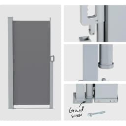 Retractable Side Awning Privacy Screen Outdoor Sun Shade 2x3M Grey