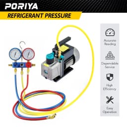 PORIYA Air Conditioner A/C Refrigeration Tools Kit Manifold Gauge Set 5 Feet R134A R12