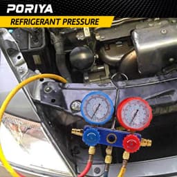 PORIYA Air Conditioner A/C Refrigeration Tools Kit Manifold Gauge Set 5 Feet R134A R12