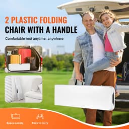 SucceBuy Plastic Folding Bench 6 FT Portable Folding Bench with Carrying Handle for Garden Soccer Entertaining Activity White