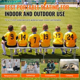 SucceBuy Plastic Folding Bench 6 FT Portable Folding Bench with Carrying Handle for Garden Soccer Entertaining Activity White