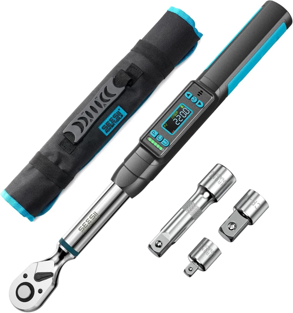 SEESII 3/8' 220N.m Digital Torque Wrench ±2% Accuracy Electric Torque Wrench W/Real-Time Peak Modes for Bicycle Car Motorcycle
