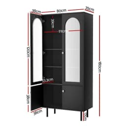 Buffet Sideboard Cabinet Black Wooden Storage Cupboard with Doors and Shelves for Dining Room Living Room Home Furniture
