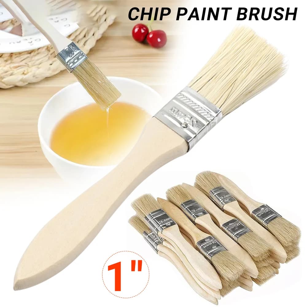 1" Chip Paint Brush DIY Art Varnishes Touchups Brushes Wooden Handle Bush