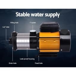 Garden Water Pump High Pressure 2500W Max 6 Stage Tank Irrigation Transfer Booster Yellow