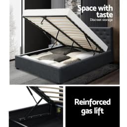 Queen Size Gas Lift Bed Frame Charcoal Upholstered Storage Platform Bed Frame Modern Bedroom Furniture