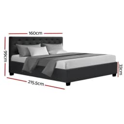 Queen Size Gas Lift Bed Frame Charcoal Upholstered Storage Platform Bed Frame Modern Bedroom Furniture