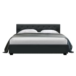 Queen Size Gas Lift Bed Frame Charcoal Upholstered Storage Platform Bed Frame Modern Bedroom Furniture