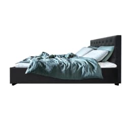 Queen Size Gas Lift Bed Frame Charcoal Upholstered Storage Platform Bed Frame Modern Bedroom Furniture