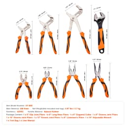 SucceBuy 8-Piece Pliers Set High Carbon Steel 12"/10"/8"Groove Joint Pliers 8"Linesman's Pliers 6"Slip Joint Pliers and Tool Bag