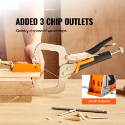 VEVOR 34 Pcs Pocket Hole Jig Kit with 11" C-clamp Fixture Step Drills Wrenches Drill Stop Rings Toolbox for Carpentry Projects