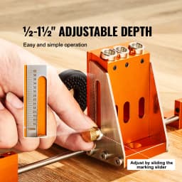 VEVOR 34 Pcs Pocket Hole Jig Kit with 11" C-clamp Fixture Step Drills Wrenches Drill Stop Rings Toolbox for Carpentry Projects
