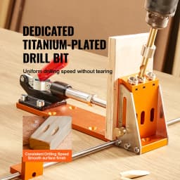 VEVOR 34 Pcs Pocket Hole Jig Kit with 11" C-clamp Fixture Step Drills Wrenches Drill Stop Rings Toolbox for Carpentry Projects