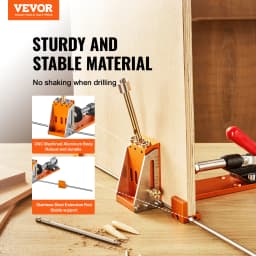 VEVOR 34 Pcs Pocket Hole Jig Kit with 11" C-clamp Fixture Step Drills Wrenches Drill Stop Rings Toolbox for Carpentry Projects
